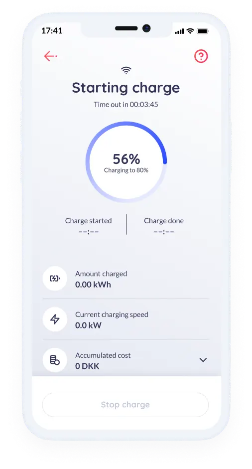 app mockup - starting charge