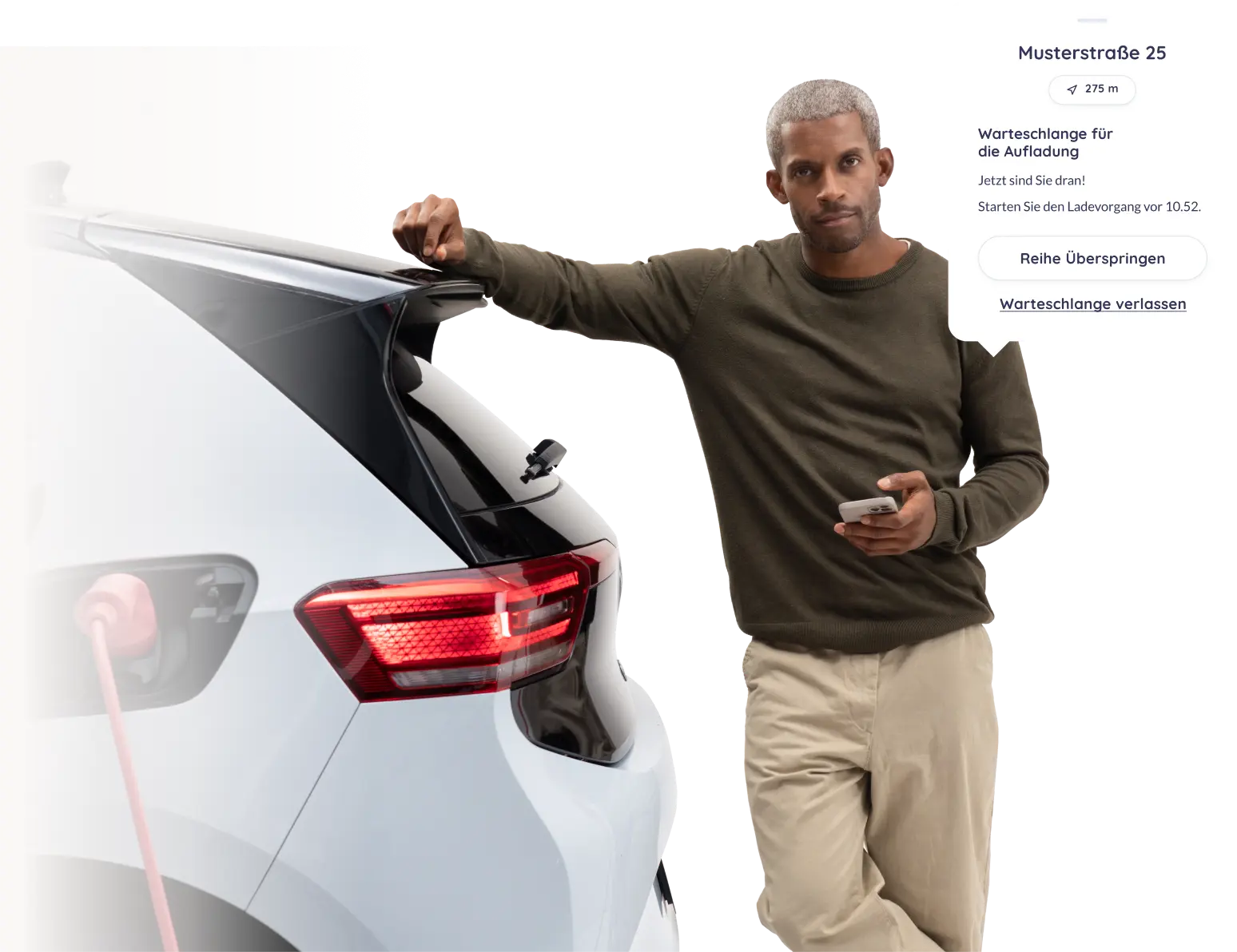 man charging car with monta app