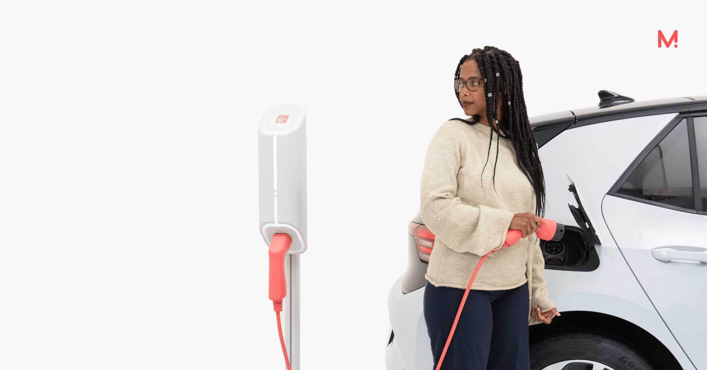 Woman charging the car